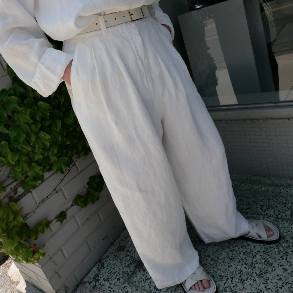 NWOT Shaina Mote Linen Boy Trousers in Salt